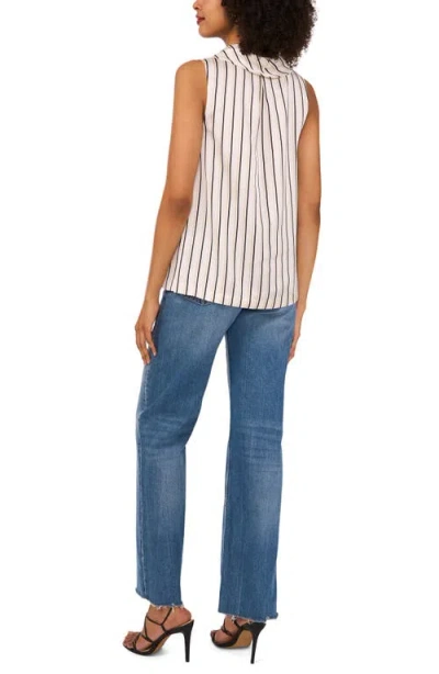 Vince Camuto Stripe Cowl Neck Sleeveless Top In White