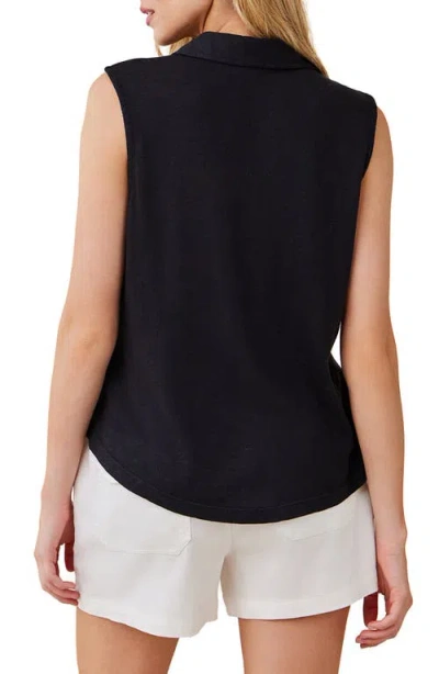 Bella Dahl Sleeveless Button-up Slub Knit Top In Black