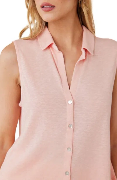 Bella Dahl Sleeveless Button-up Slub Knit Top In Pink