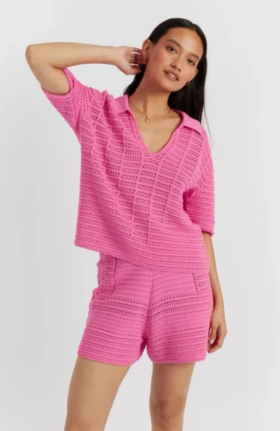Chinti & Parker Cotton Crochet Shirt In Pink