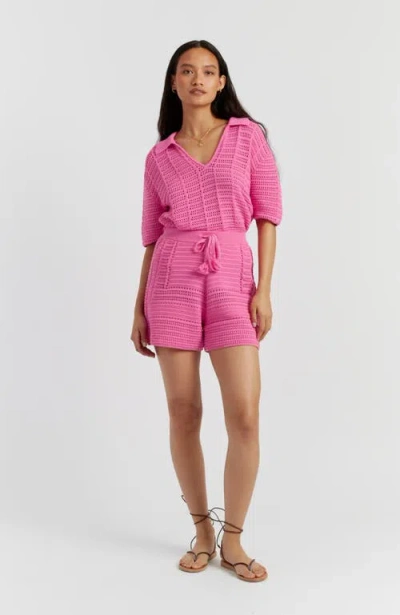 Chinti & Parker Cotton Crochet Shirt In Pink