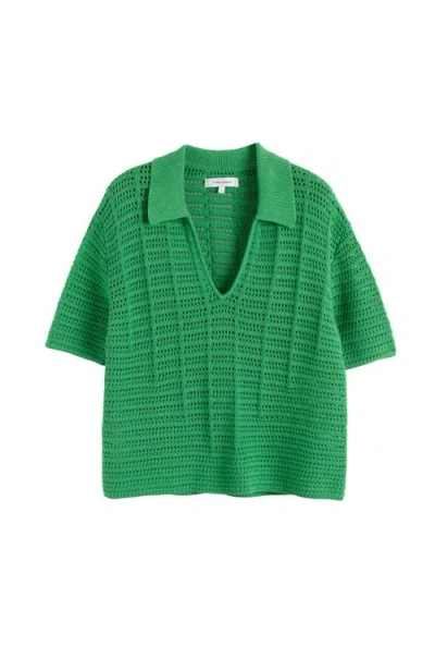 Chinti & Parker Cotton Crochet Shirt In Green
