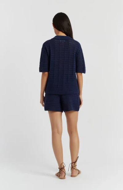 Chinti & Parker Navy Cotton Crochet Shirt In Blue