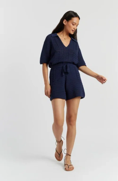 Chinti & Parker Navy Cotton Crochet Shirt In Blue