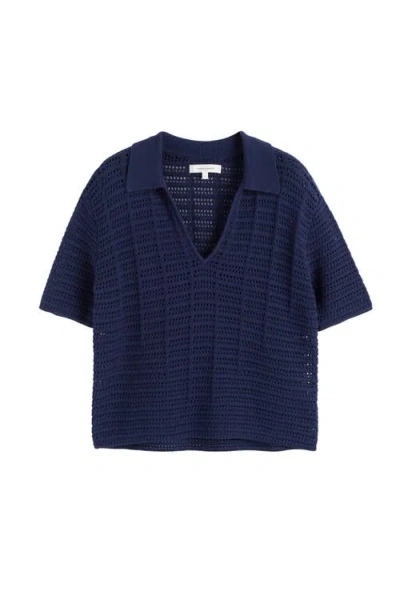Chinti & Parker Navy Cotton Crochet Shirt In Blue