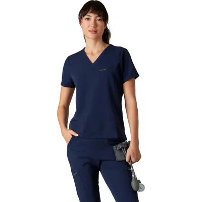 Members Only Bari 1-pocket V-neck Scrub Top For Women In Blue
