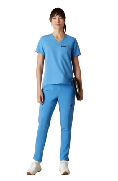 Members Only Bari 1-pocket V-neck Scrub Top For Women In Blue