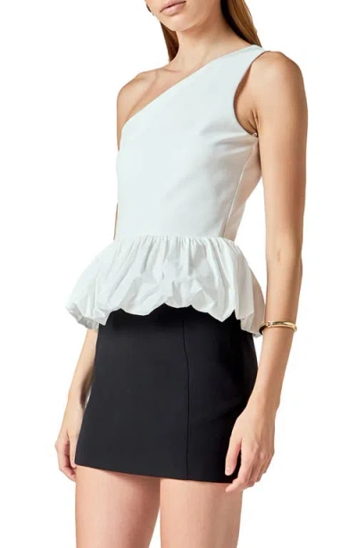 Endless Rose Asymmetric Bubble Hem Top In White