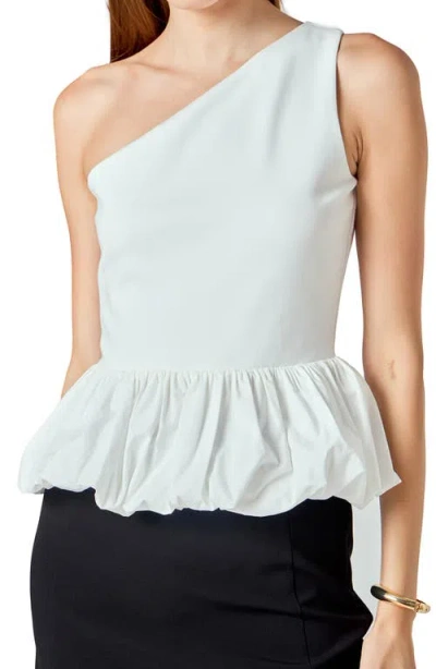 Endless Rose Asymmetric Bubble Hem Top In White