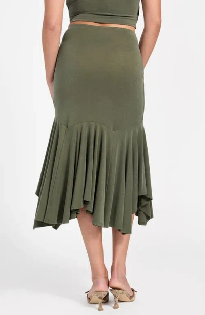 Guess Kenzie Ruffle Midi Skirt In Green
