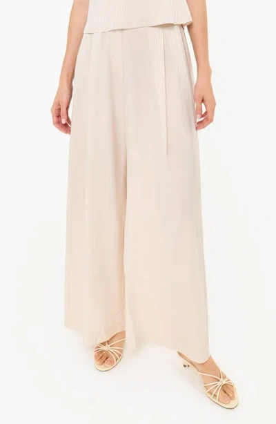 Cami Nyc Fabian Stripe Jacquard High Waist Wide Leg Stretch Silk Pants In White