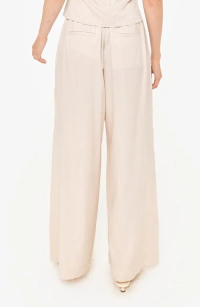 Cami Nyc Fabian Stripe Jacquard High Waist Wide Leg Stretch Silk Pants In White