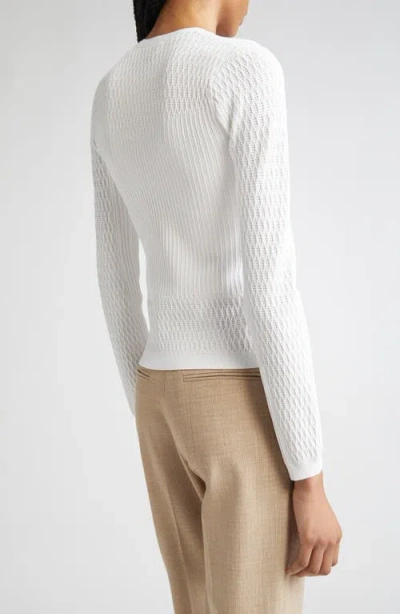 St John St. John Collection Mixed Stitch Fine Gauge Cardigan In White