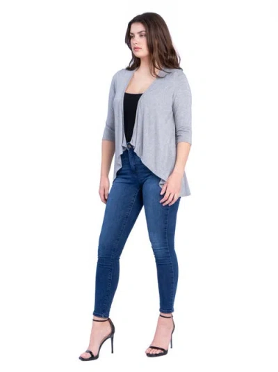 24seven Comfort Apparel Elbow Length Sleeve Open Front Cardigan