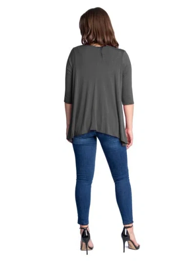 24seven Comfort Apparel Elbow Length Sleeve Open Front Cardigan In Black