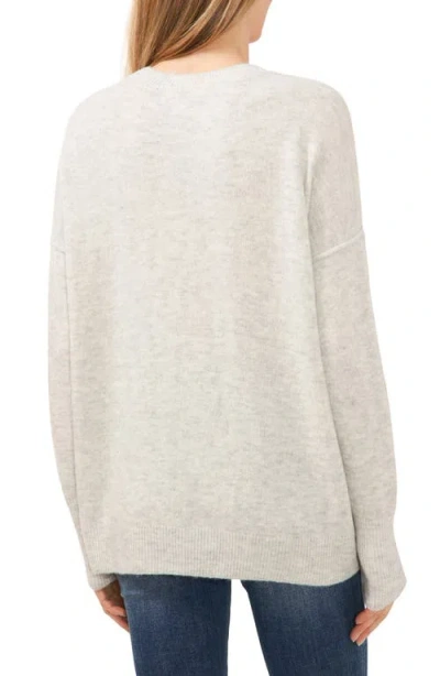 Cece Rhinestone Embellished Crewneck Sweater In Gray