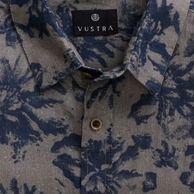 Vustra Printed Linen Shirt In Blue