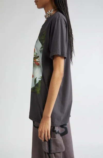 Collina Strada Oversize Organic Cotton Graphic T-shirt In Gray