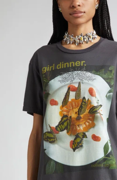 Collina Strada Oversize Organic Cotton Graphic T-shirt In Gray