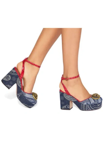 Kurt Geiger London Chelsea Ankle Strap Platform Pump In Blue