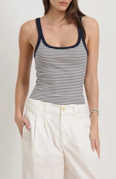 Alex Mill Stripe Stretch Cotton Rib Tank Top In Gray