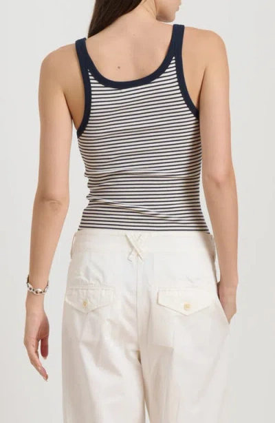 Alex Mill Stripe Stretch Cotton Rib Tank Top In Gray