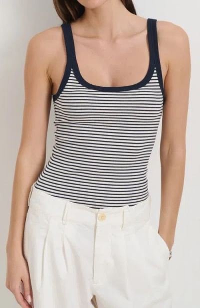 Alex Mill Stripe Stretch Cotton Rib Tank Top In Gray