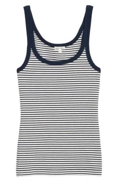 Alex Mill Stripe Stretch Cotton Rib Tank Top In Gray