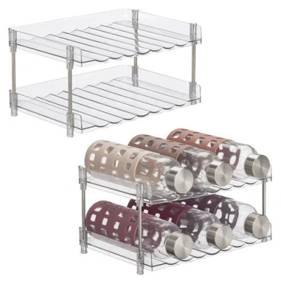 Mdesign Free-stand Stackable 2-tier Water Bottle Holder, 2 Pack In Transparent
