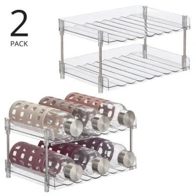 Mdesign Free-stand Stackable 2-tier Water Bottle Holder, 2 Pack In Transparent
