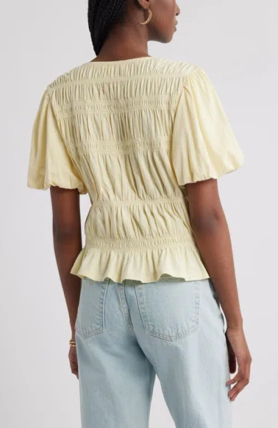 Treasure & Bond Smocked Puff Sleeve Top In Yellow