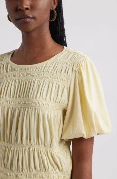 Treasure & Bond Smocked Puff Sleeve Top In Yellow
