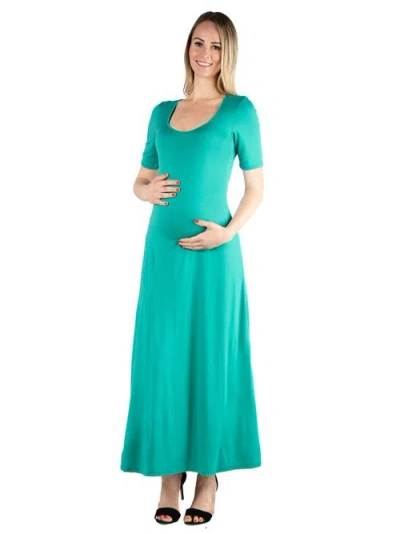 24seven Comfort Apparel Plus Size Elbow Length Sleeve Maxi Dress