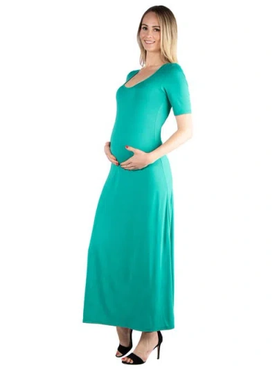 24seven Comfort Apparel Plus Size Elbow Length Sleeve Maxi Dress