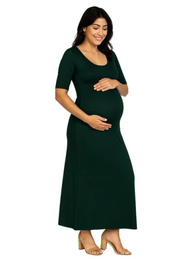 24seven Comfort Apparel Maternity Casual Maxi Dress With Sleeves