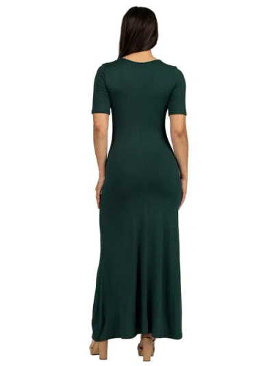 24seven Comfort Apparel Maternity Casual Maxi Dress With Sleeves