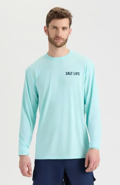 Salt Life Live Above Or Below Long Sleeve Performance Tee In Blue