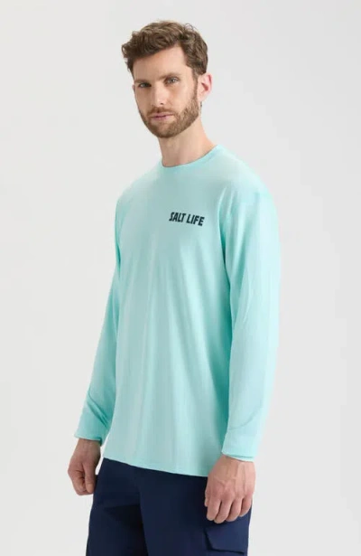 Salt Life Live Above Or Below Long Sleeve Performance Tee In Blue