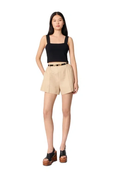 Maje Cropped Square-neck Vest Top In Black