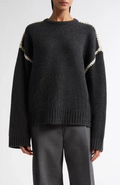 Totême Toteme Shell Stitch Trim Wool, Cashmere & Cotton Sweater