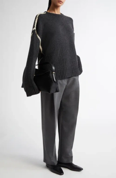 Totême Toteme Shell Stitch Trim Wool, Cashmere & Cotton Sweater