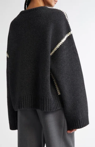 Totême Toteme Shell Stitch Trim Wool, Cashmere & Cotton Sweater