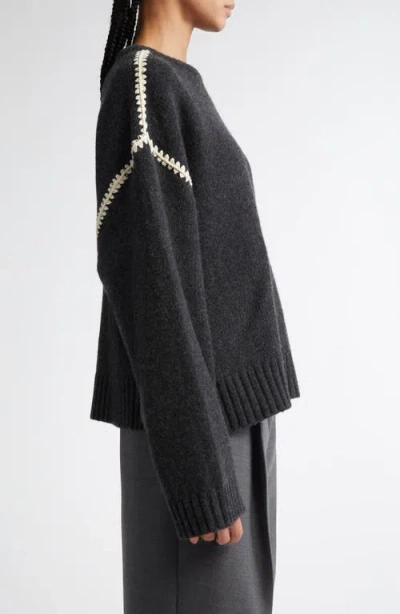 Totême Toteme Shell Stitch Trim Wool, Cashmere & Cotton Sweater