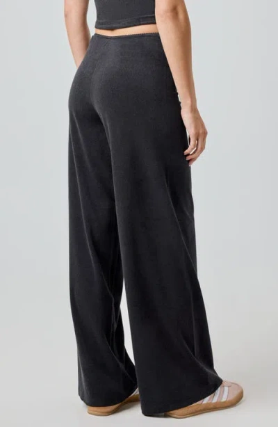Florence By Mills Terry Cloth Wide Leg Pants In Black