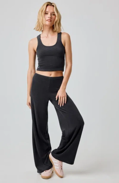 Florence By Mills Terry Cloth Wide Leg Pants In Black