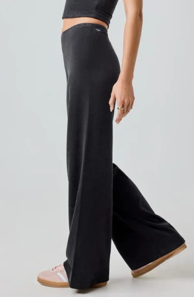 Florence By Mills Terry Cloth Wide Leg Pants In Black