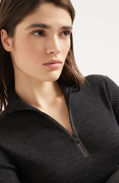 Brunello Cucinelli Virgin Wool-cashmere Rib-knit Sweater In Black