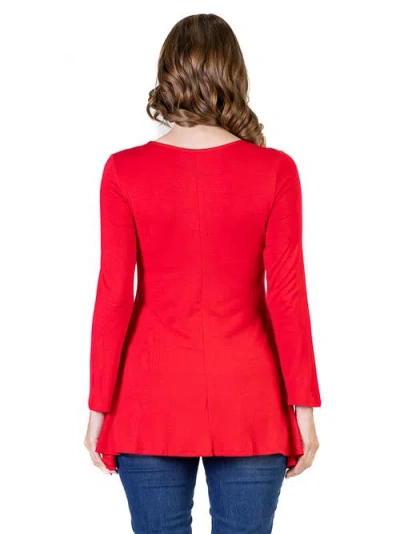 24seven Comfort Apparel Long Sleeve Solid Color Swing Style Flared Tunic Top