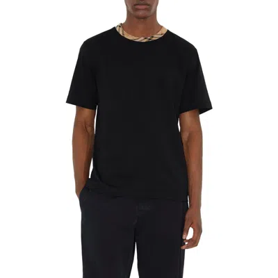 Burberry Mens Check-print Short-sleeves Cotton-jersey T-shirt Black Xl In Black