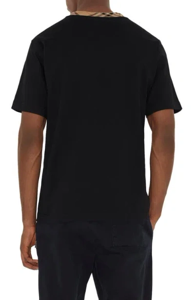 Burberry Mens Check-print Short-sleeves Cotton-jersey T-shirt Black Xl In Black